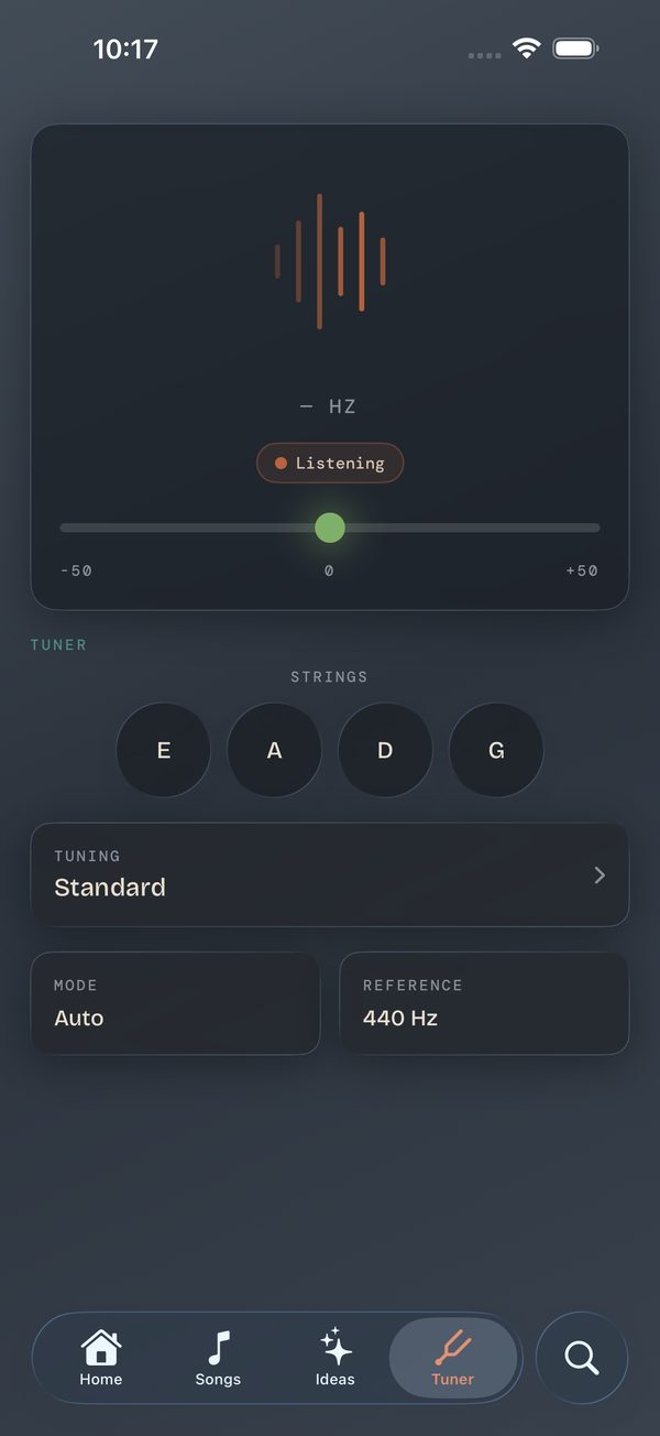 Bass Buddha — tuning screen