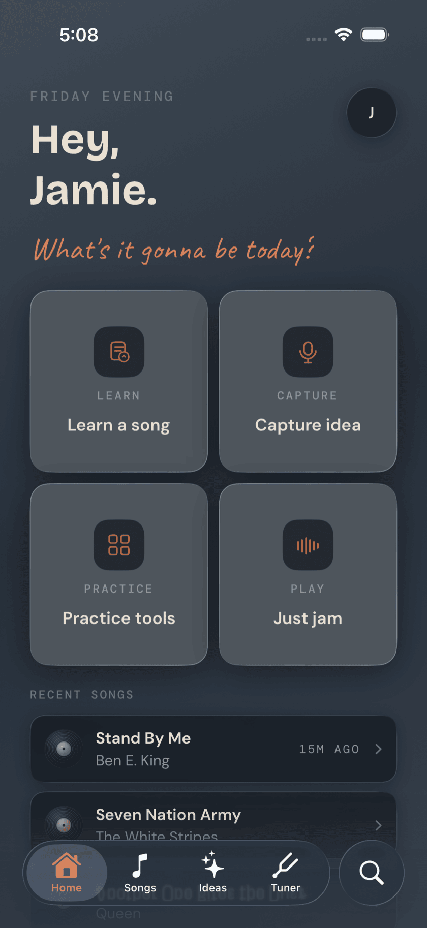 Bass Buddha Home tab, default populated state, Strata theme