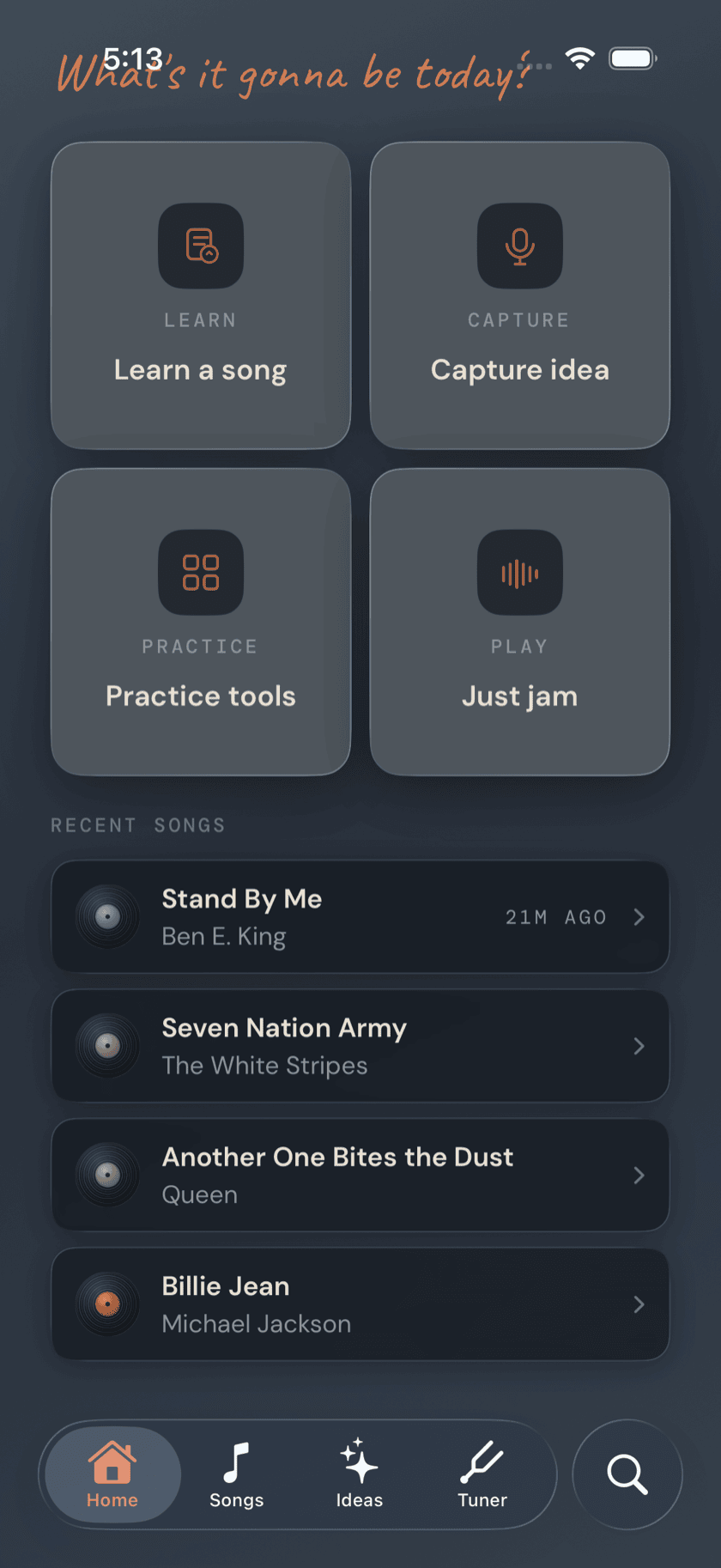Standalone metronome, 4/4 time signature with eighth-note subdivision selected, beat dots mid-pulse