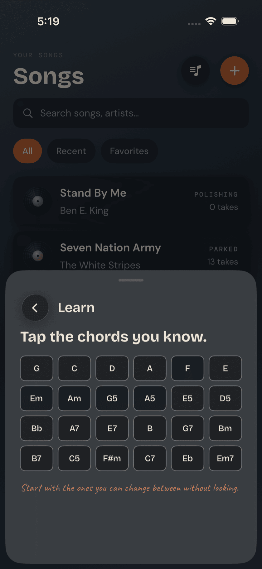 Add-a-song flow, Songs you can play results with READY flags